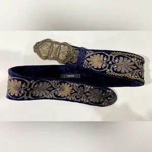Daslu blue velvet with gold magnificent belt Daslu San Paulo | Accessories | Daslu Blue Velvet With Gold  main image 4